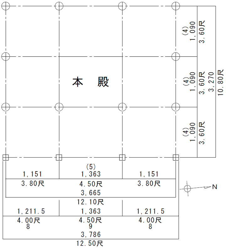 山本神社本殿平面計画