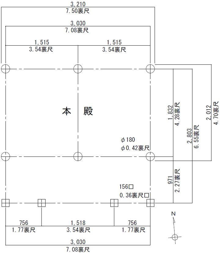 秋時諏訪神社本殿平面計画