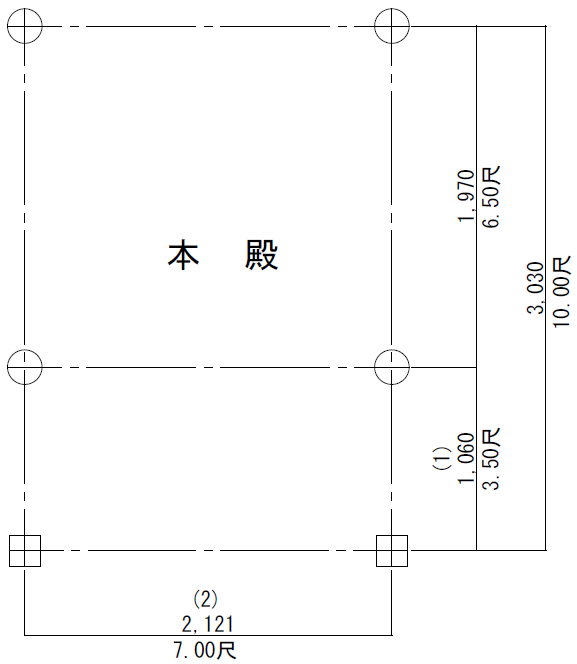 槻木四所神社本殿平面計画